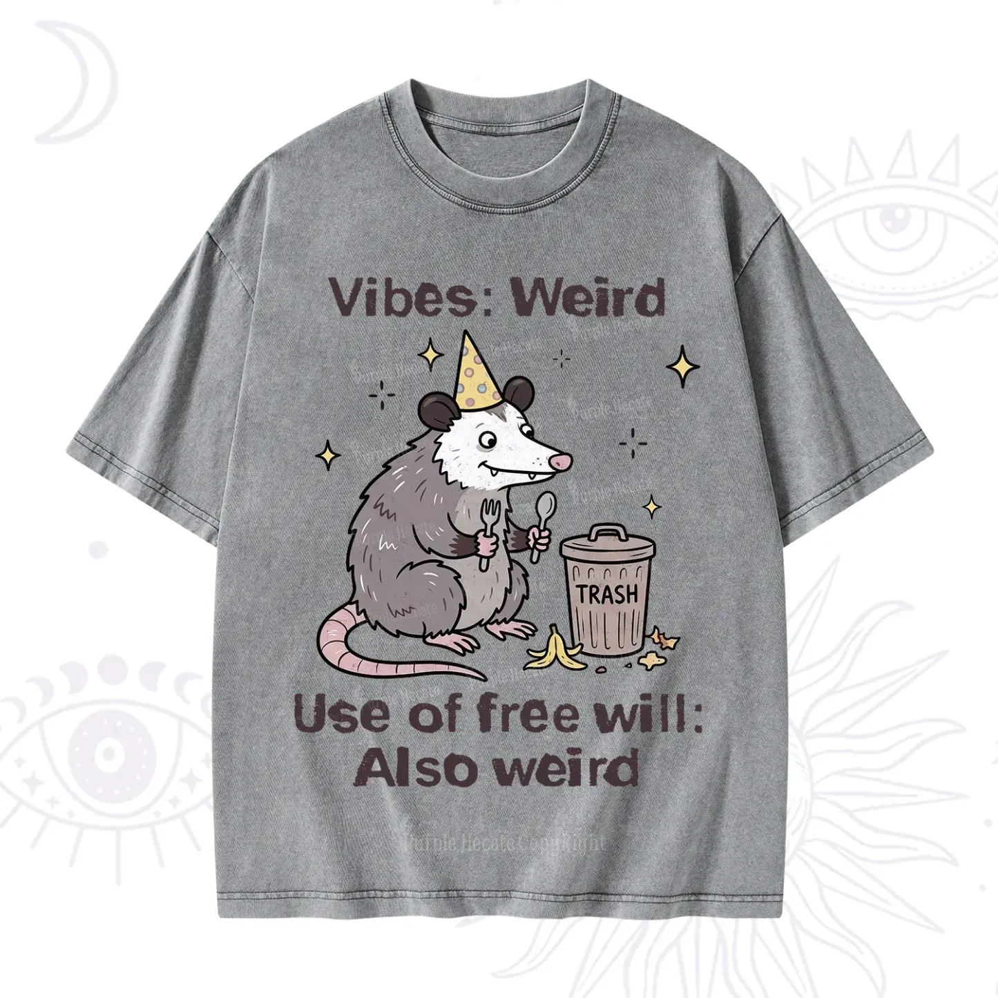 Purplehecate Weird Vibes Only Opossum Washed T-Shirt