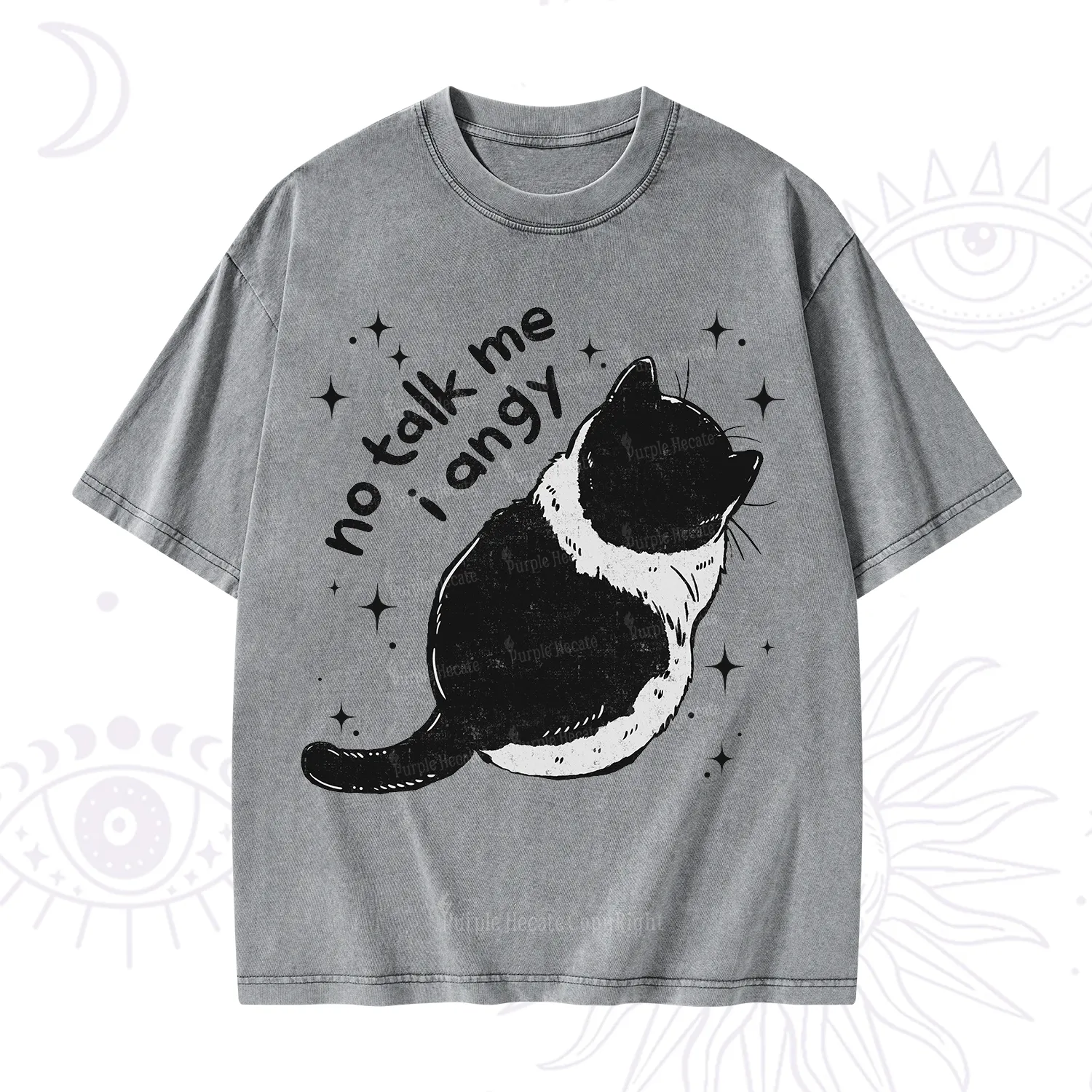 Purplehecate No Talk Me Im Angy Cat Washed T-Shirt