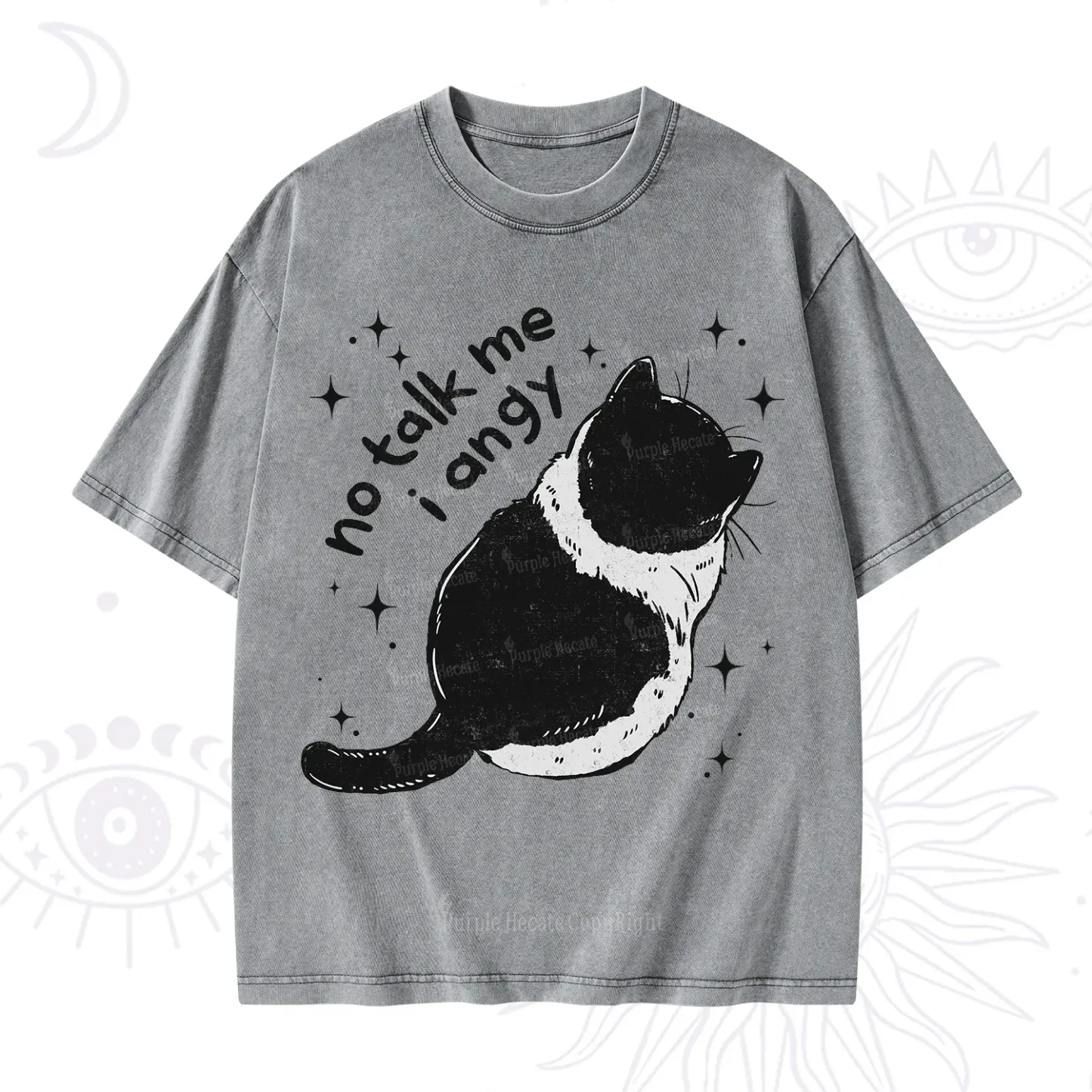 Purplehecate No Talk Me Im Angy Cat Washed T-Shirt