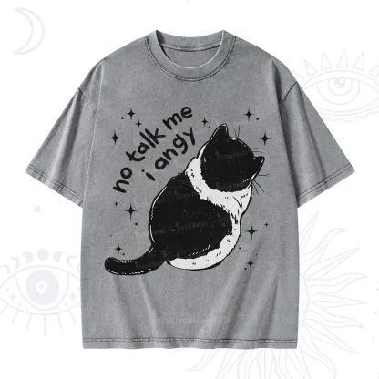 Purplehecate No Talk Me Im Angy Cat Washed T-Shirt