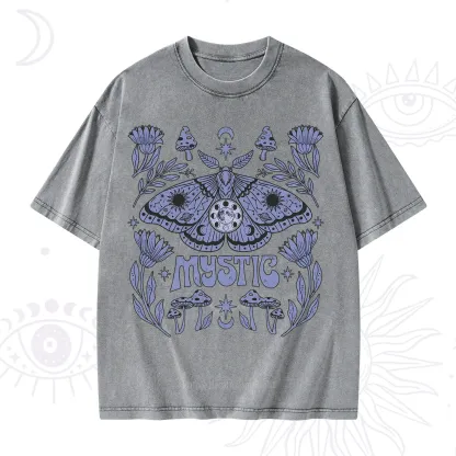 Purplehecate Celestial Moth Mushrooms Washed T-Shirt