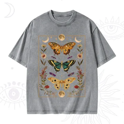 Purplehecate Sun and Moon Butterfly Washed T-Shirt