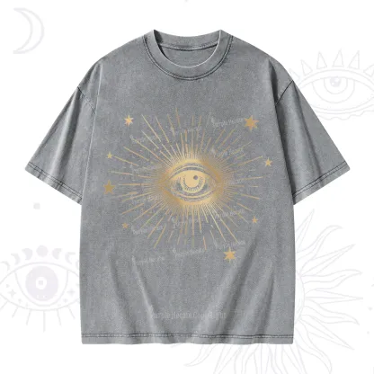 Purplehecate Celestial Eye with Stars Washed T-Shirt