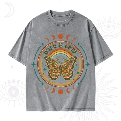 Purplehecate Wild And Free Butterfly Washed T-Shirt