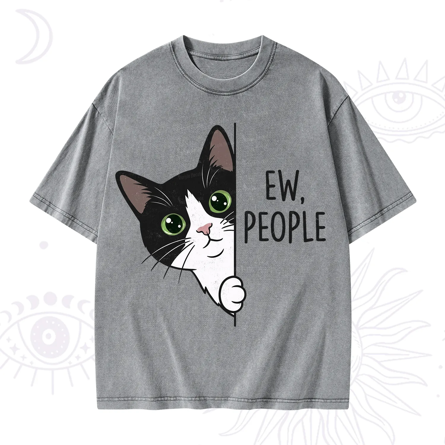 Purplehecate Funny Cat Ew People Washed T-Shirt
