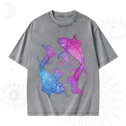 Purplehecate Pisces Zodiac Washed T-Shirt