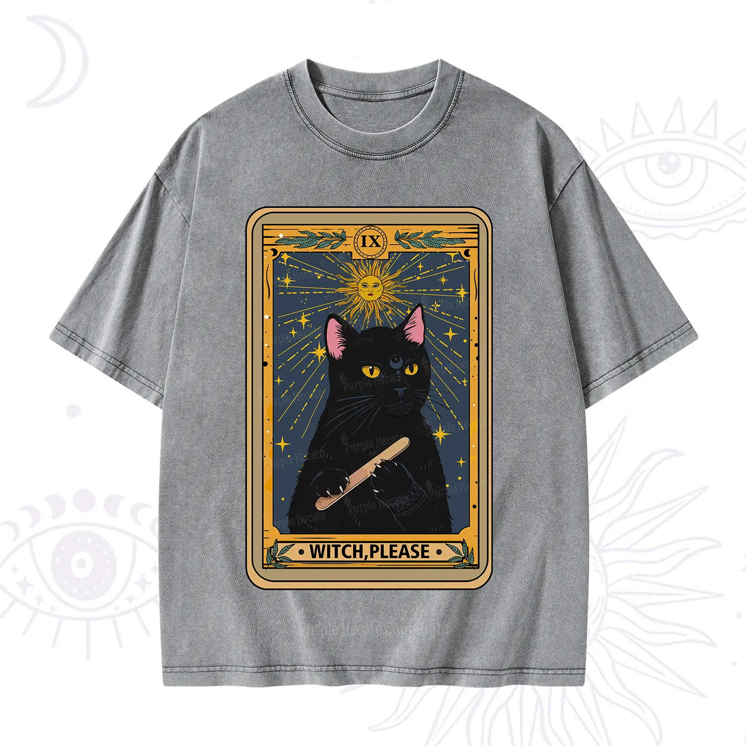 Purplehecate The Witch Please Tarot Washed T-Shirt