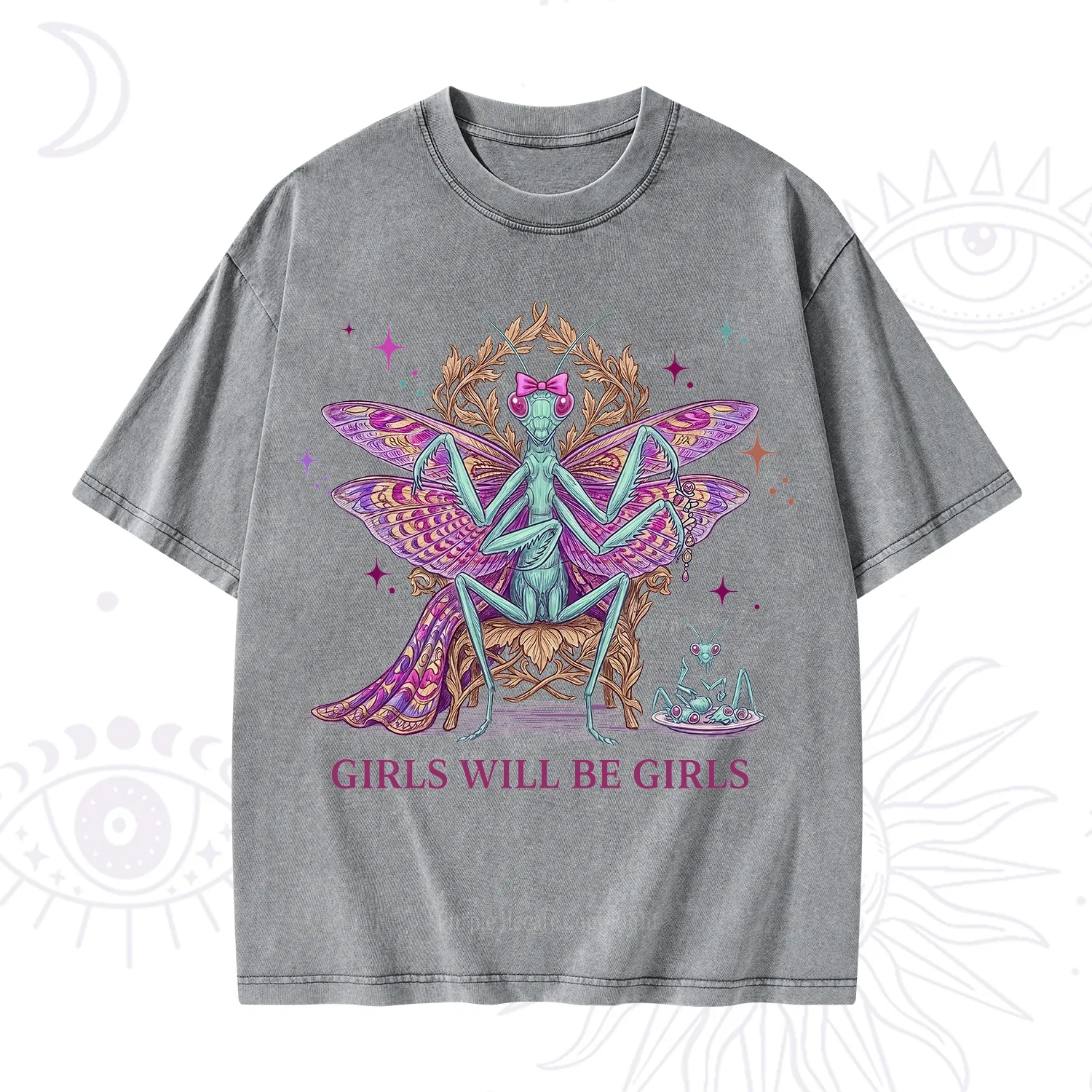Purplehecate Girls Will Be Girls Mantis Queen Washed T-Shirt