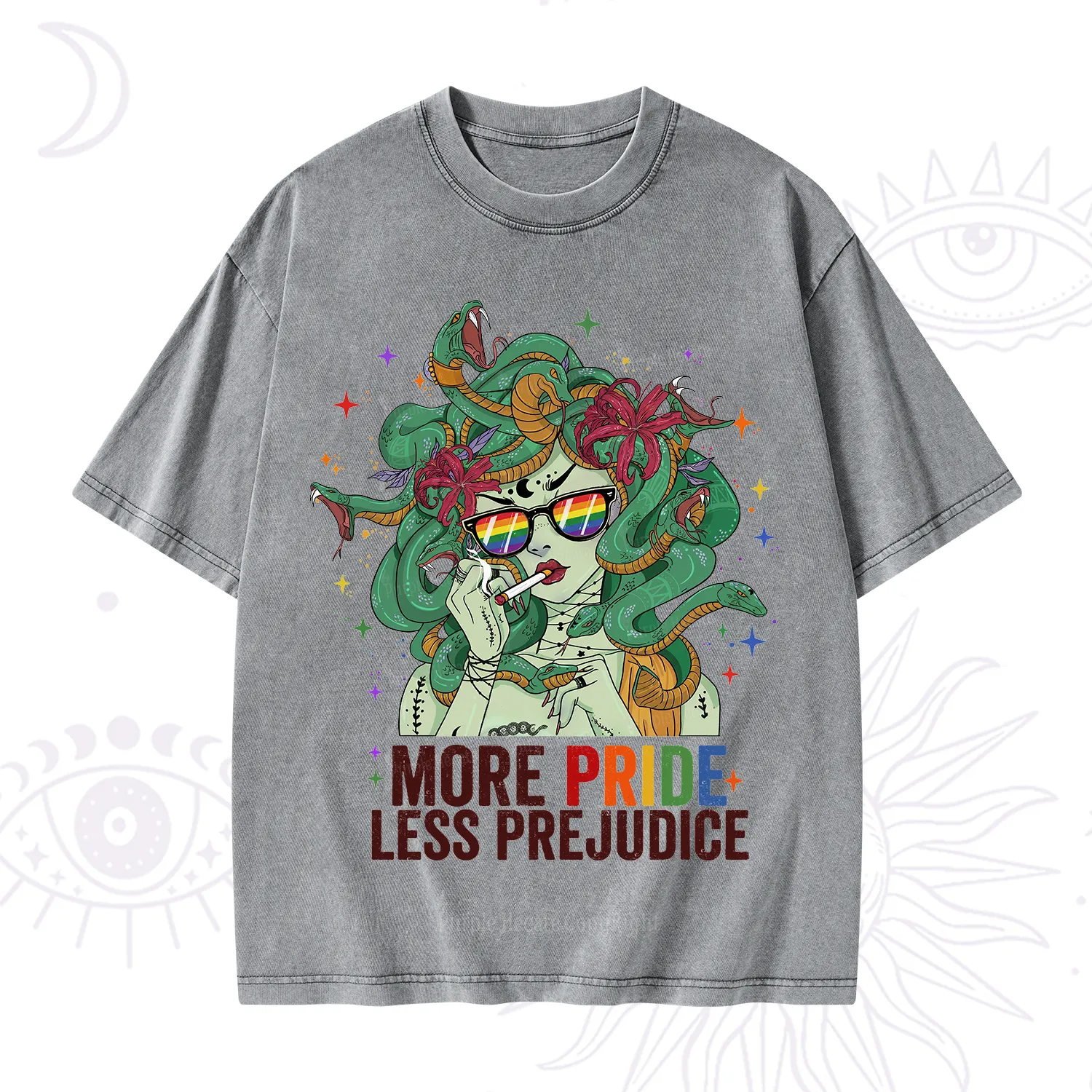 Purplehecate More Pride Less Prejudice Medusa Washed T-Shirt