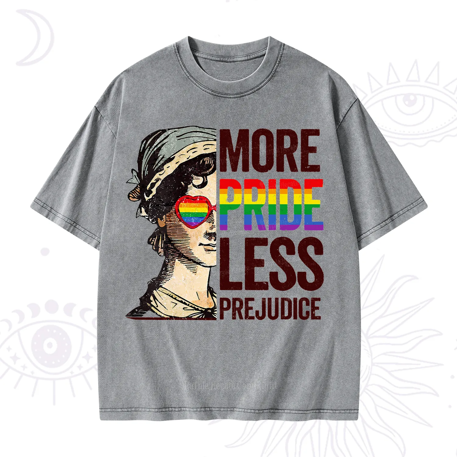 Purplehecate More Pride Less Prejudice Rainbow Washed T-Shirt
