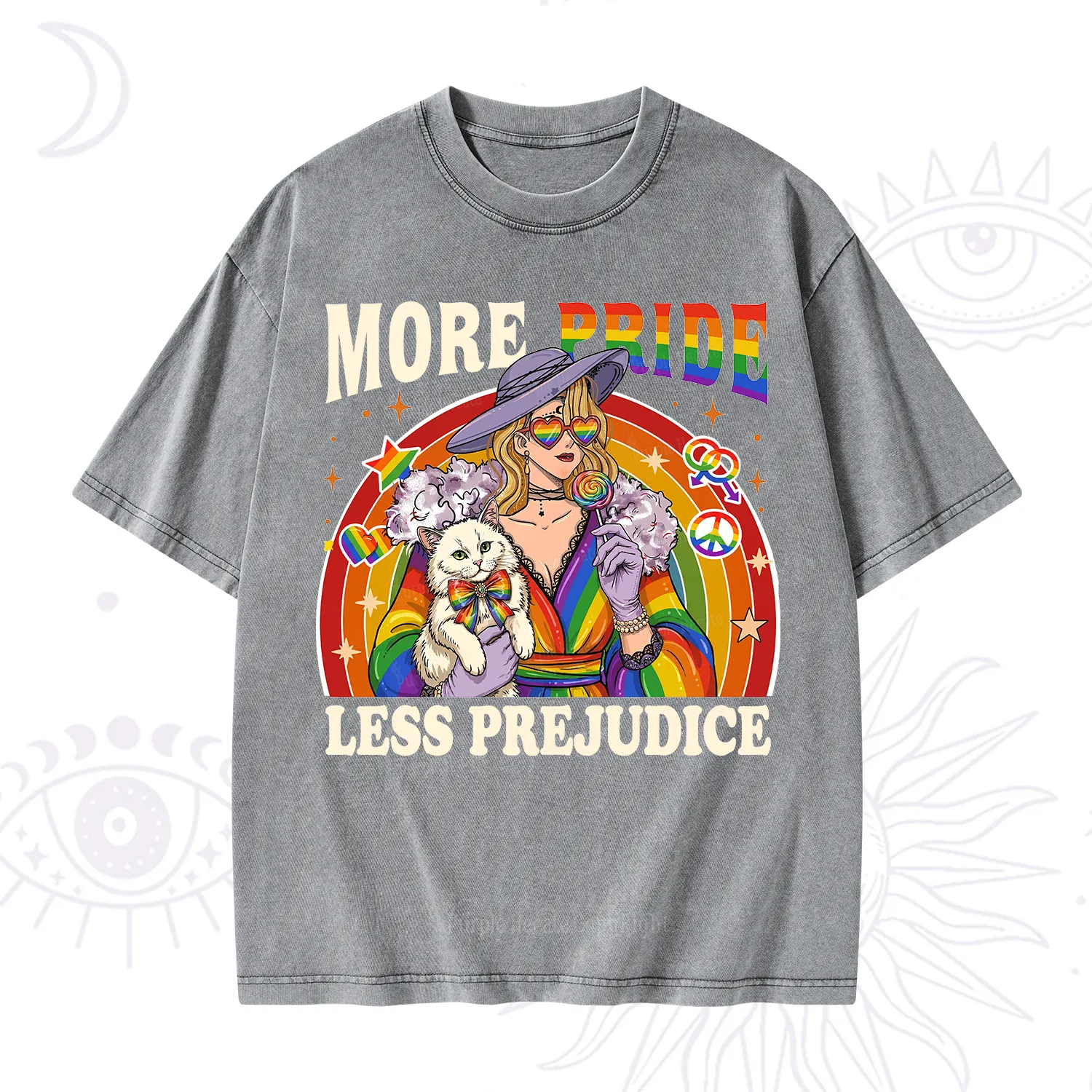 Purplehecate More Pride Less Prejudice Rainbow Washed T-Shirt
