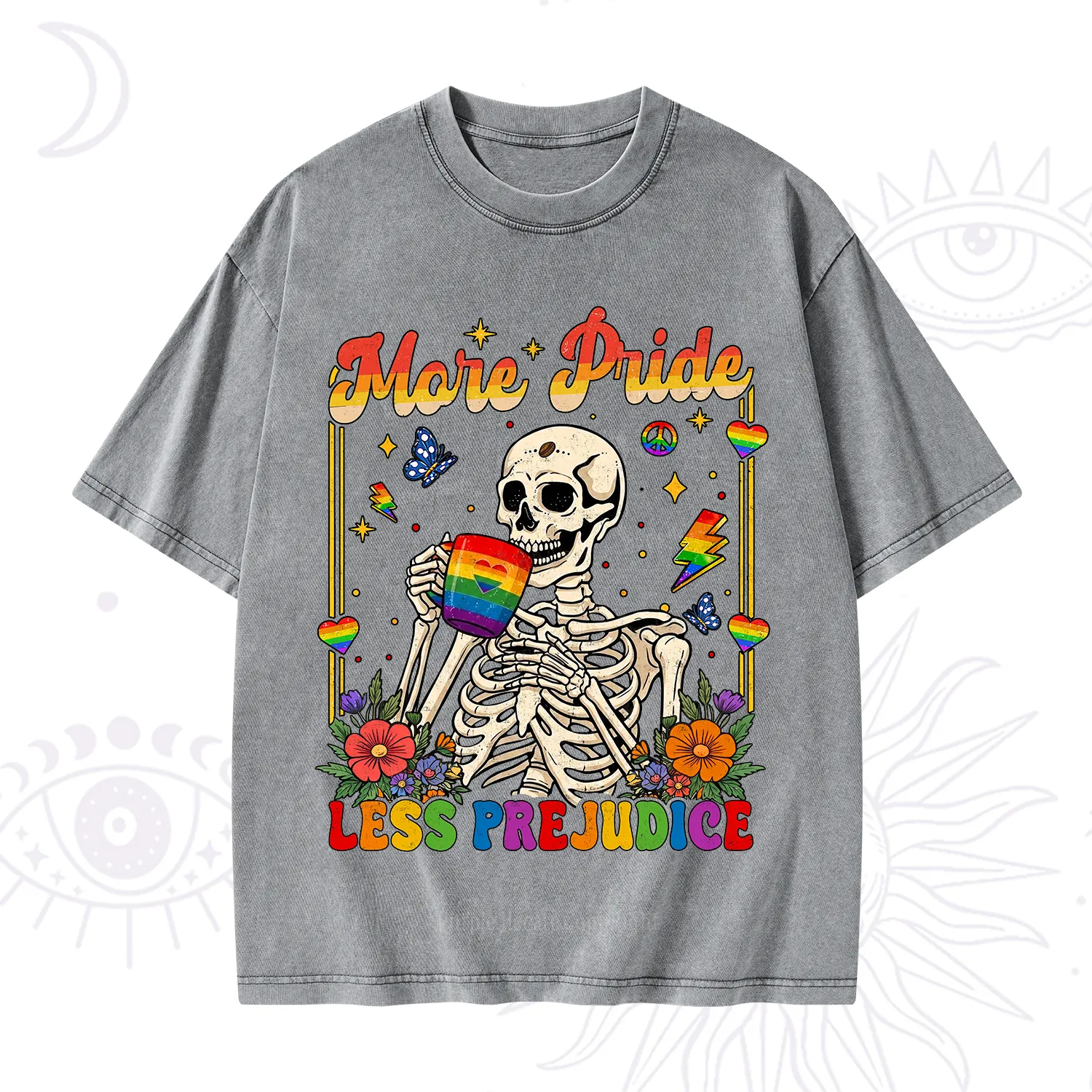 Purplehecate More Pride Less Prejudice Skeleton Washed T-Shirt