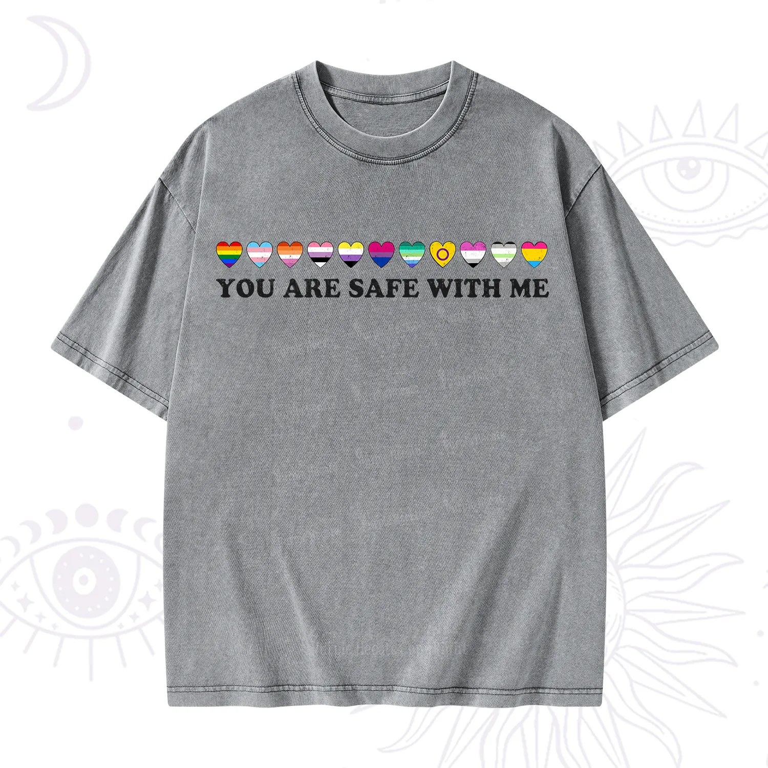 Purplehecate You Are Safe With Me Pride Washed T-Shirt