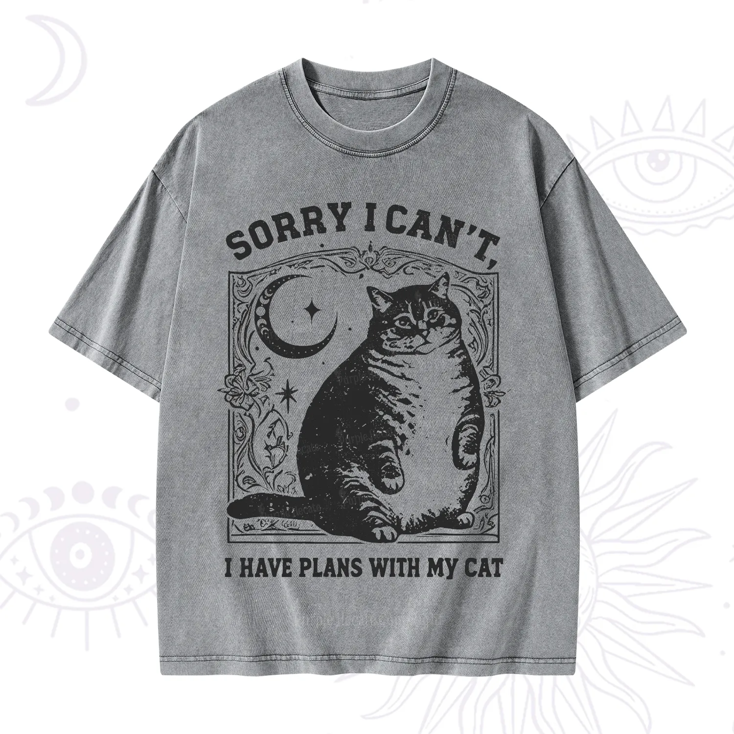Purplehecate Sorry I Can't I Have Plans With My Cat Washed T-Shirt