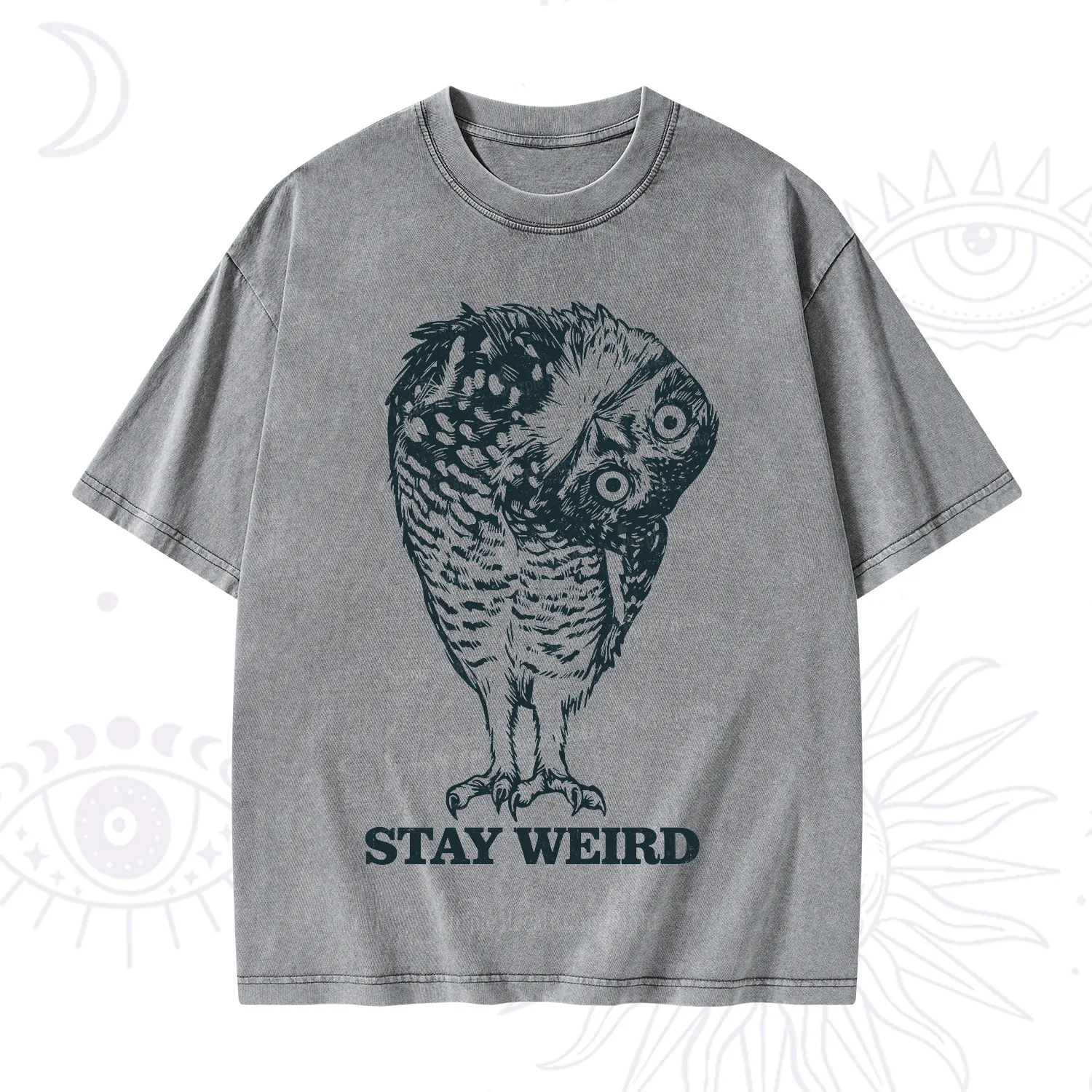 Purplehecate Stay Weird Innocent Owl Washed T-Shirt