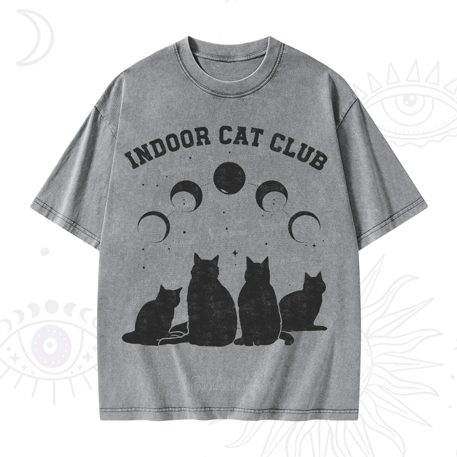 Purplehecate Indoor Cat Club Washed T-Shirt