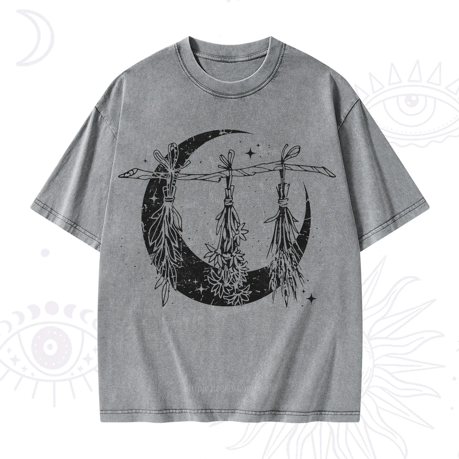 Purplehecate Witchy Moon Herbs Washed T-Shirt