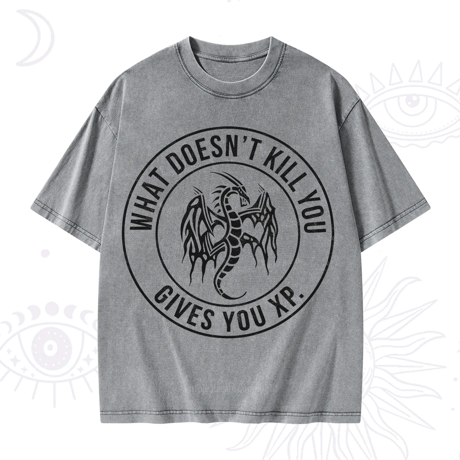 Purplehecate What Doesn't Kill You Gives You XP Washed T-Shirt