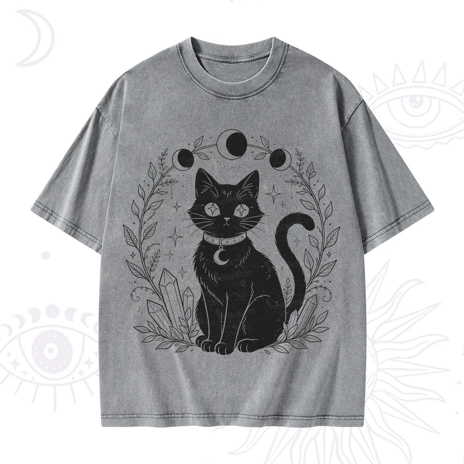 Purplehecate Mystical Cat Washed T-Shirt