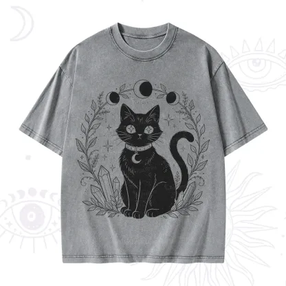 Purplehecate Mystical Cat Washed T-Shirt
