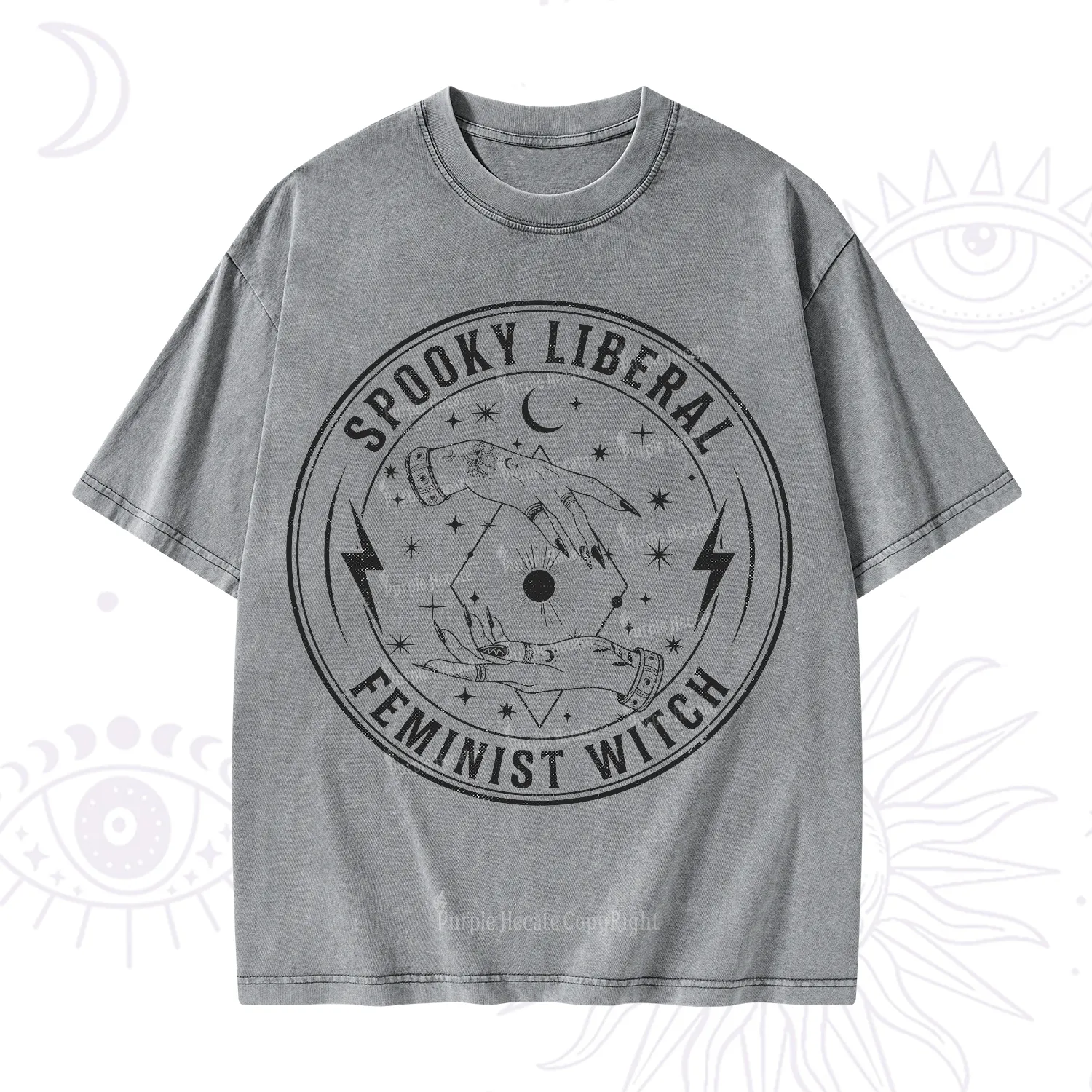 Purplehecate Spooky Liberal Feminist Witch Washed T-Shirt