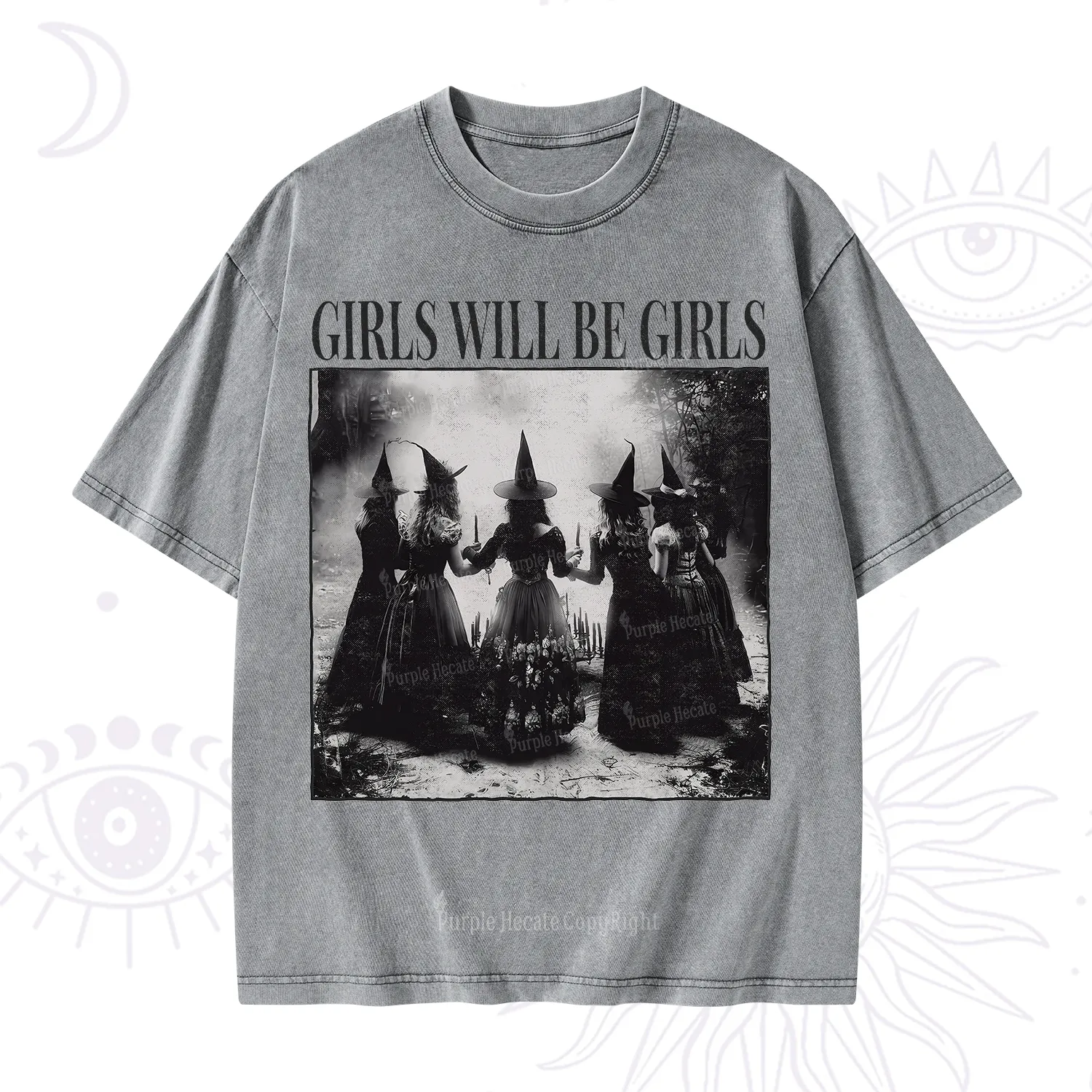 Purplehecate Girl Will Be Girl Witch Washed T-Shirt
