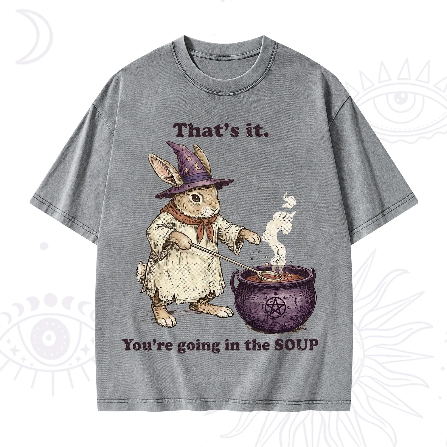 Purplehecate That's It You're Going in the Soup Witch Bunny Washed T-Shirt