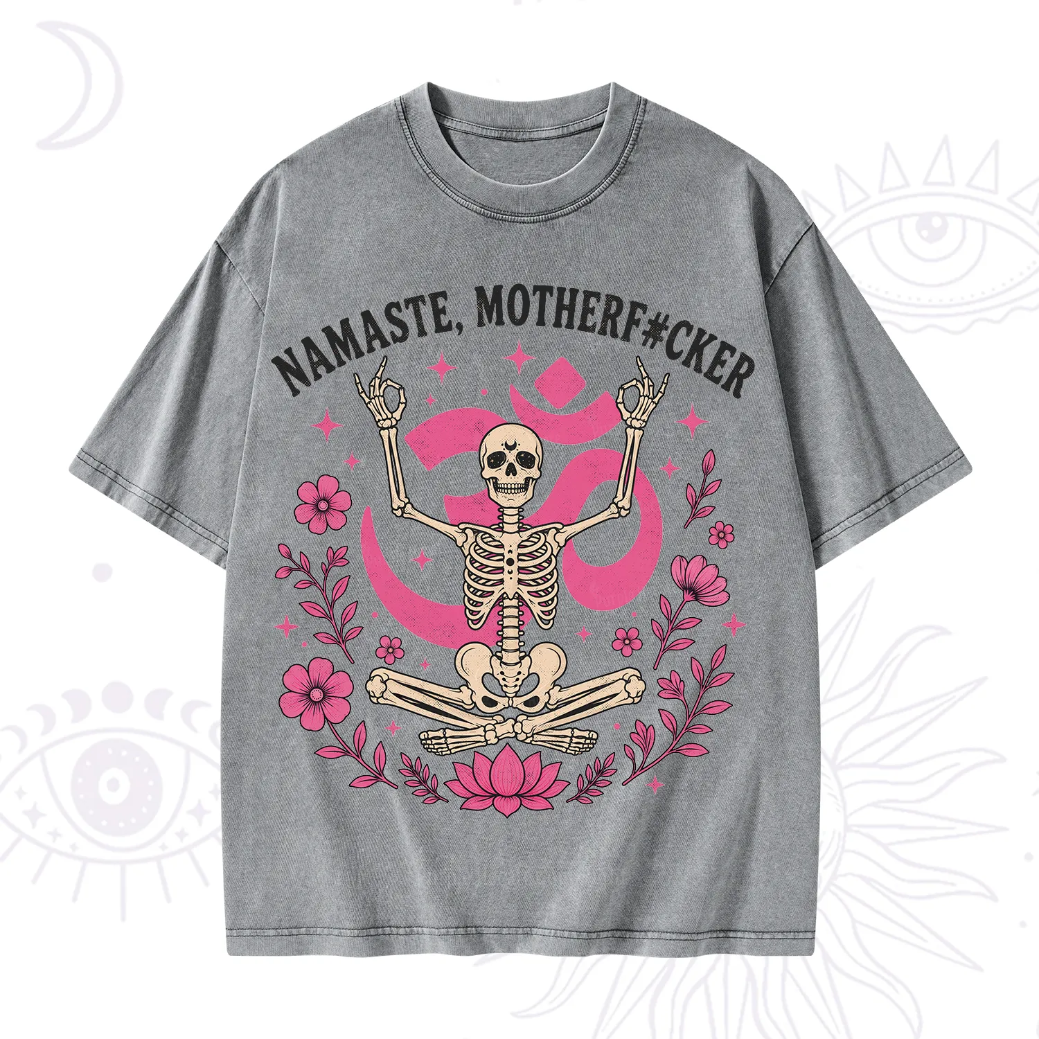 Purplehecate Namaste Motherf*cker Skeleton Washed T-Shirt