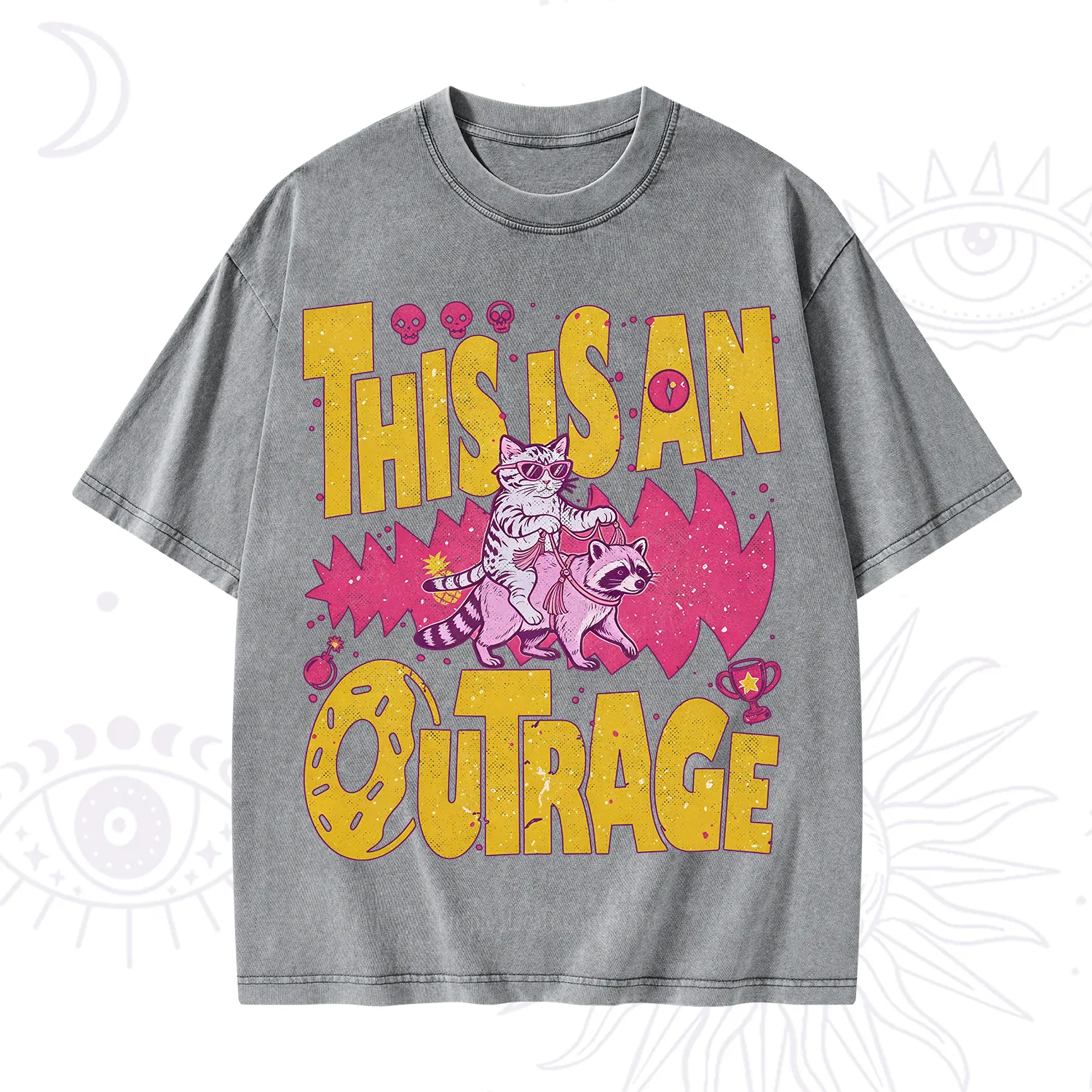 Purplehecate This Is An Outrage Angry Raccoons Washed T-Shirt