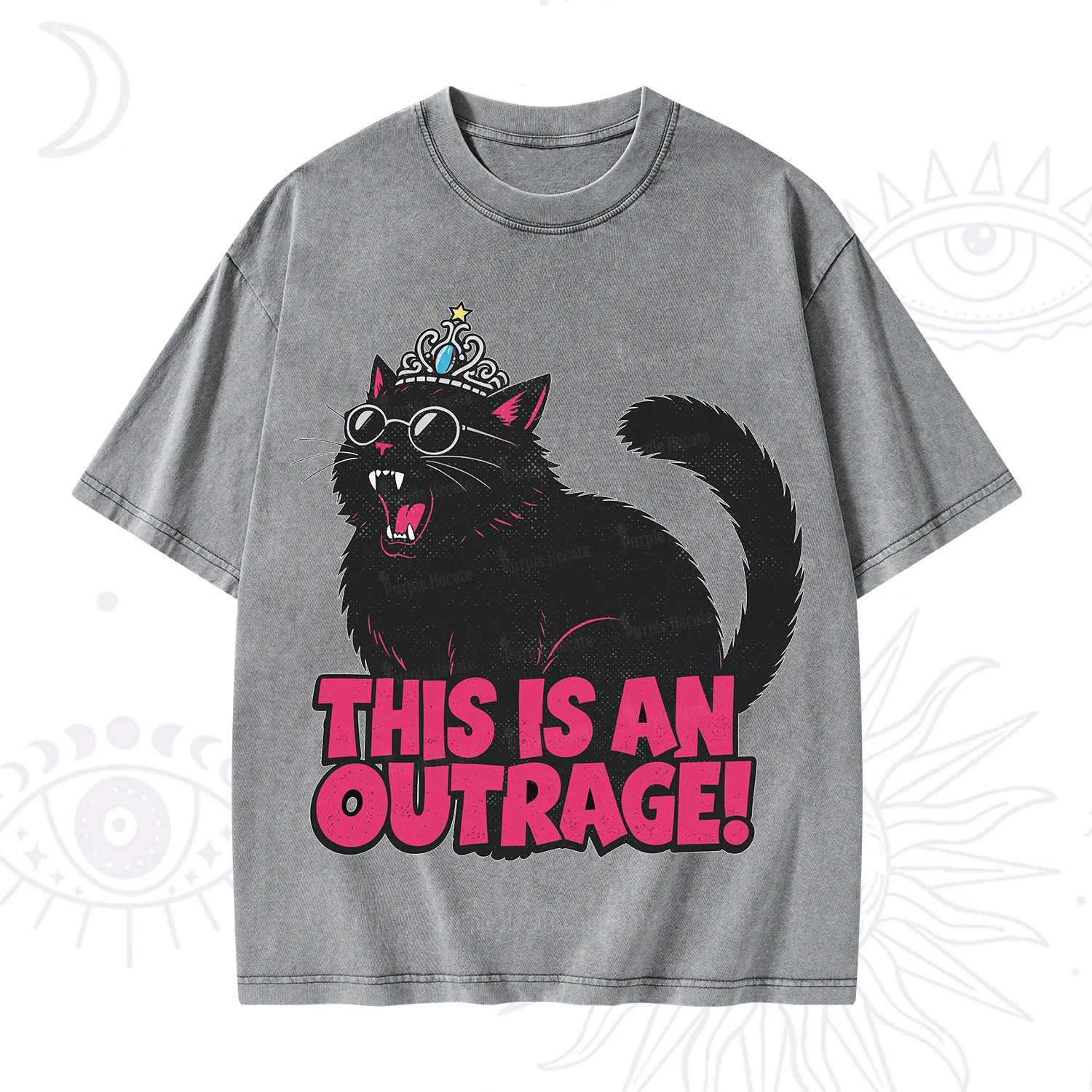Purplehecate This is an outrage Princess Cat Washed T-Shirt