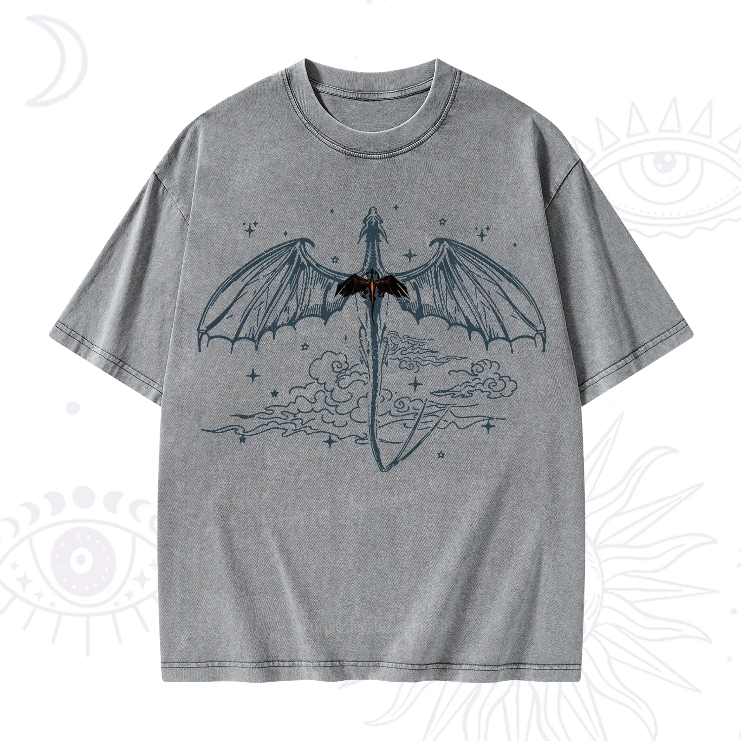 Purplehecate Dragon Rider Celestial Sword Washed T-Shirt