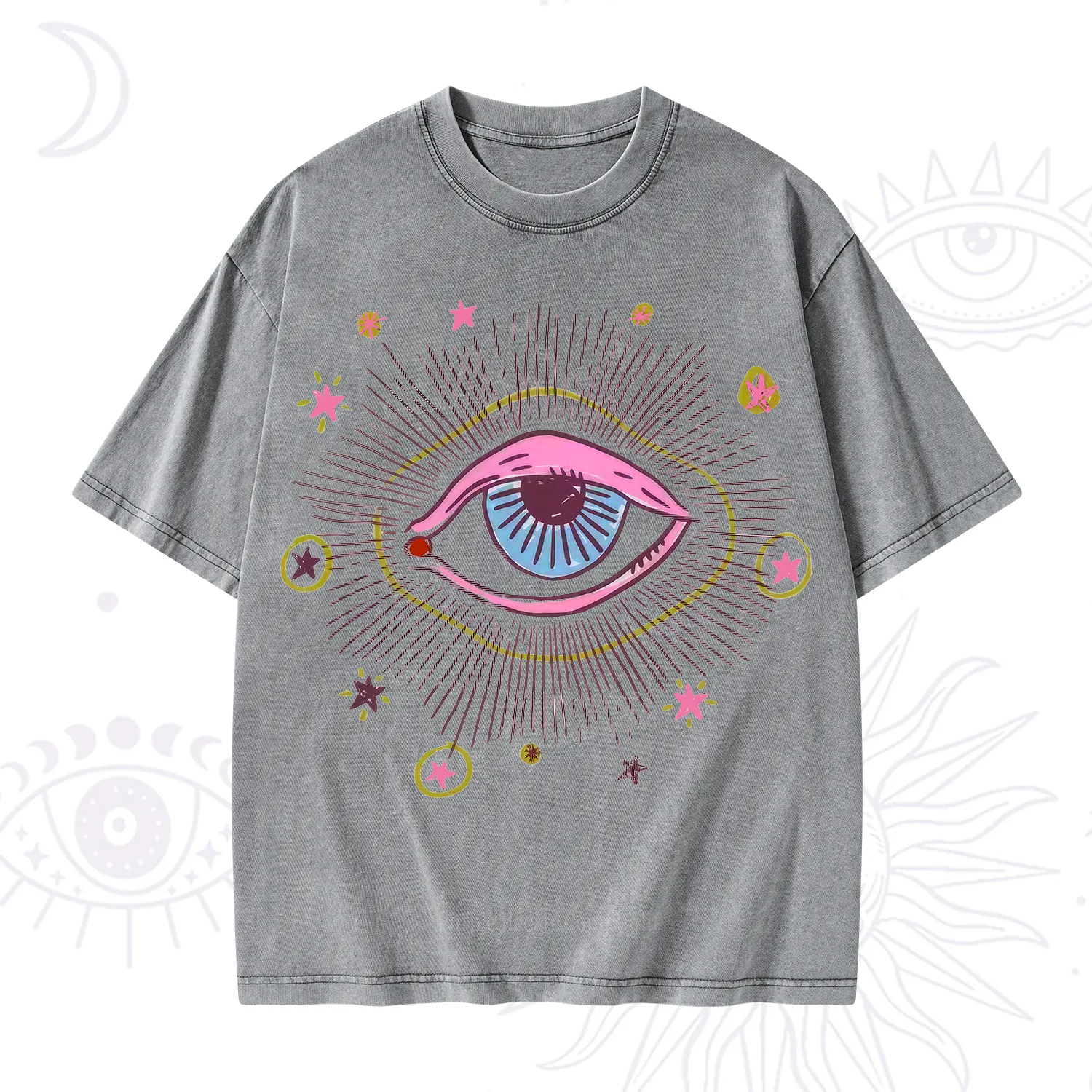 Purplehecate Mystic Gaze Evil Eye Protection Washed T-Shirt