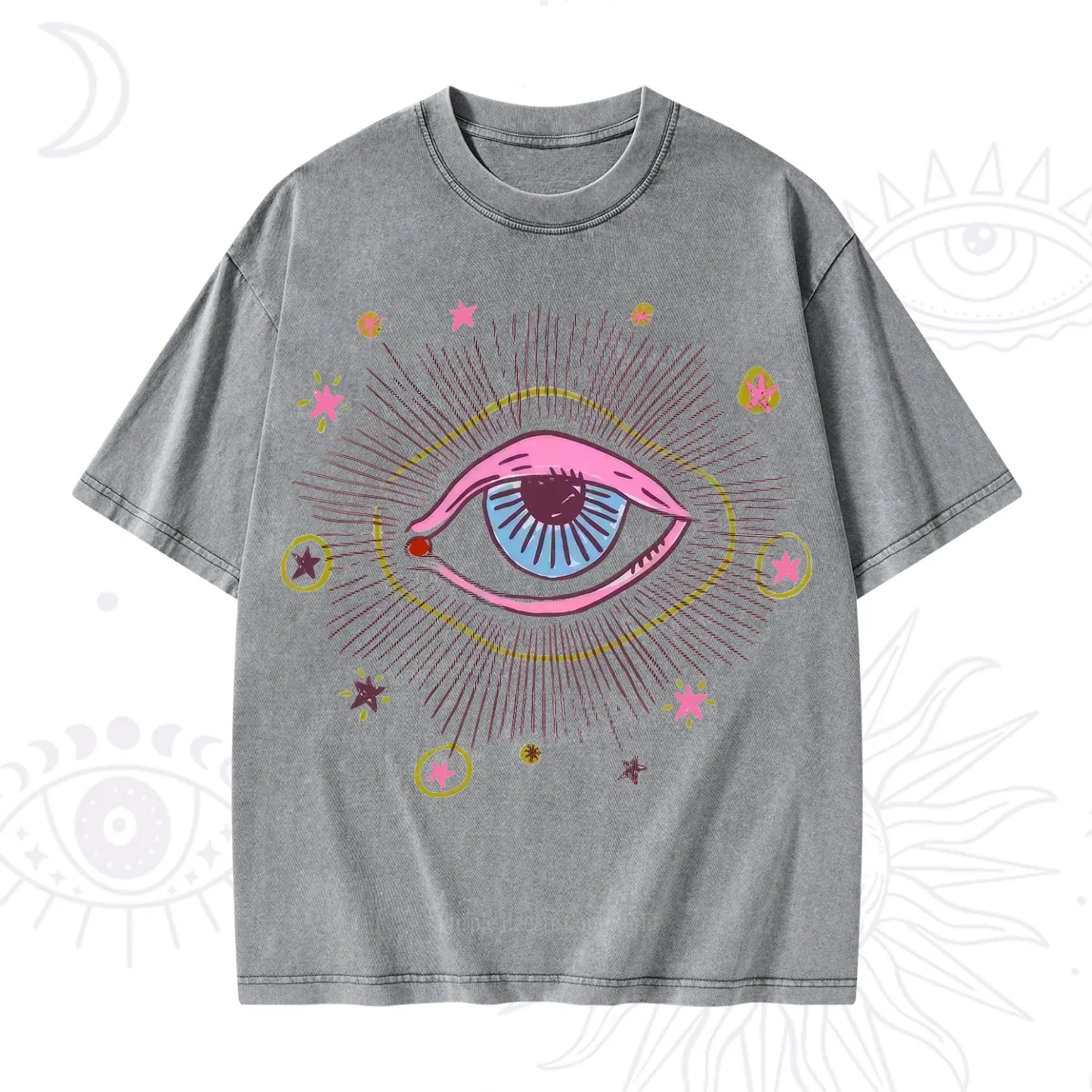 Purplehecate Mystic Gaze Evil Eye Protection Washed T-Shirt