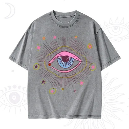 Purplehecate Mystic Gaze Evil Eye Protection Washed T-Shirt