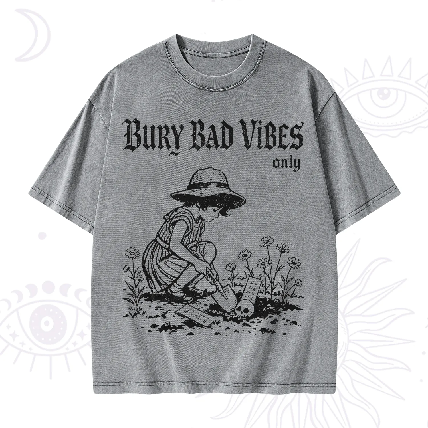 Purplehecate Bury Bad Vibes Only Washed T-Shirt
