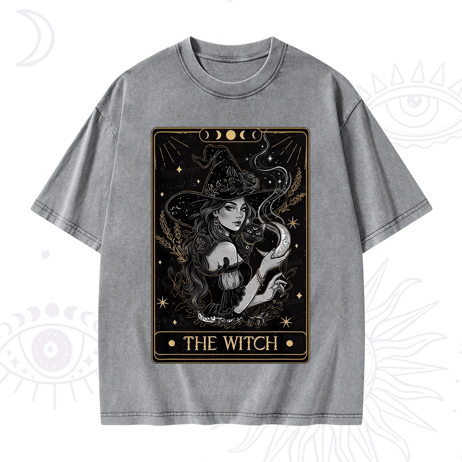 Purplehecate The Witch Enchanted Tarot Card Washed T-Shirt