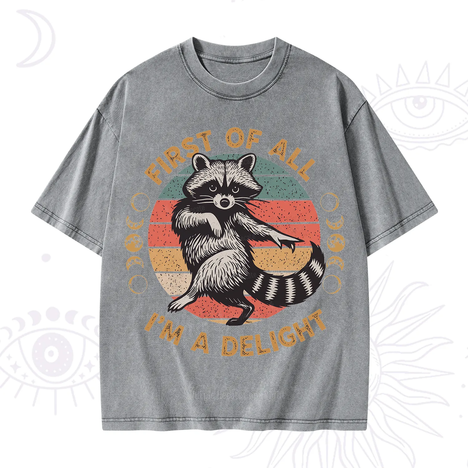 Purplehecate First of All I'm A Delight Raccoon Washed T-Shirt