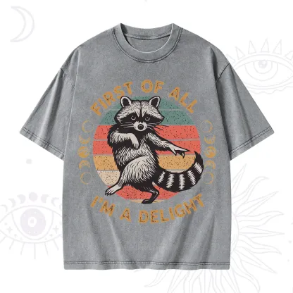 Purplehecate First of All I'm A Delight Raccoon Washed T-Shirt