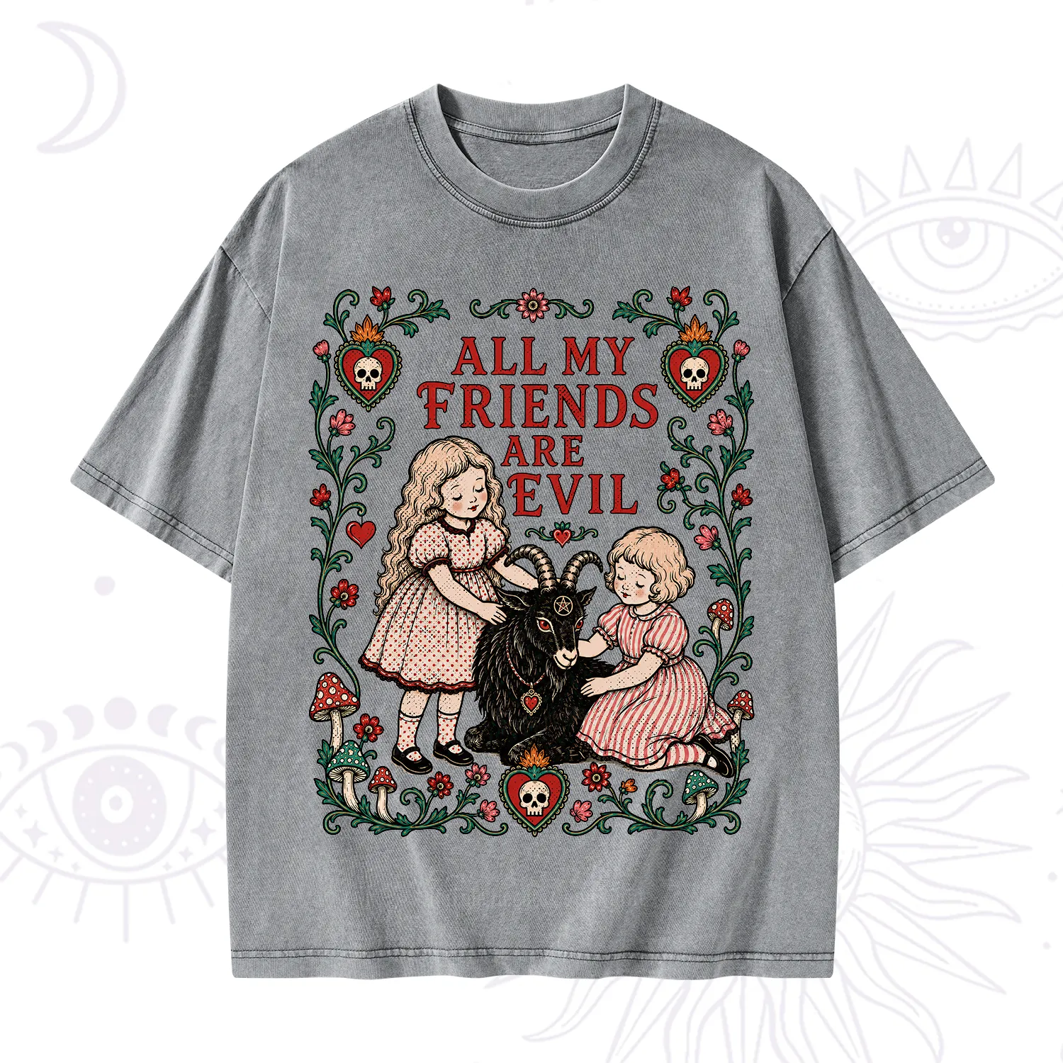 Purplehecate All My Friends Are Evil Washed T-Shirt