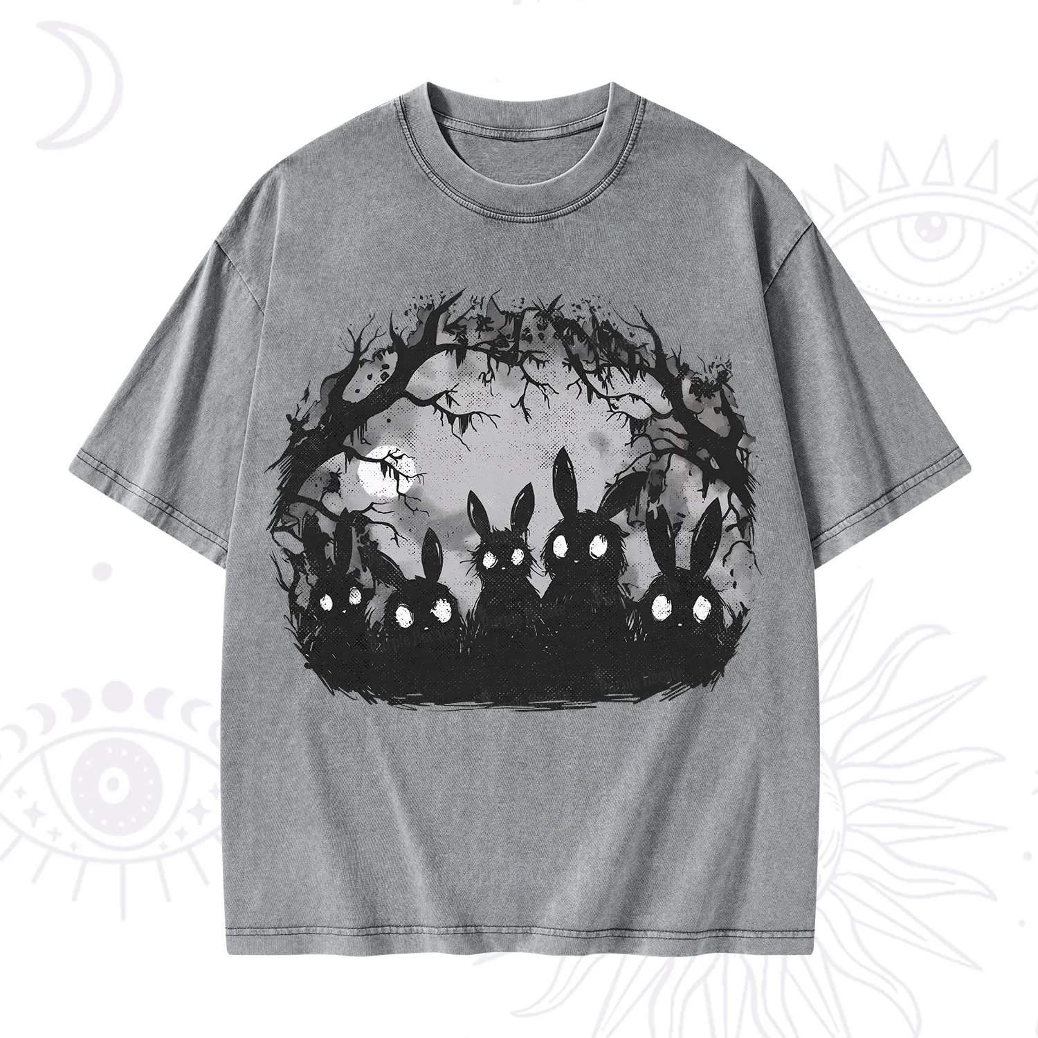Purplehecate Creepy Weirdcore Bunny Washed T-Shirt
