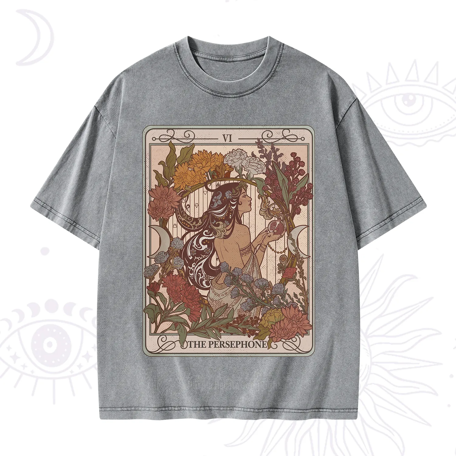 Purplehecate The Persephone Goddess Tarot Card Washed T-Shirt