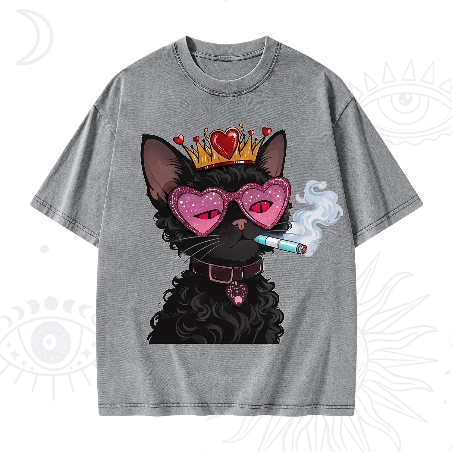 Purplehecate Join the Baddie Era Queen Cat Washed T-Shirt