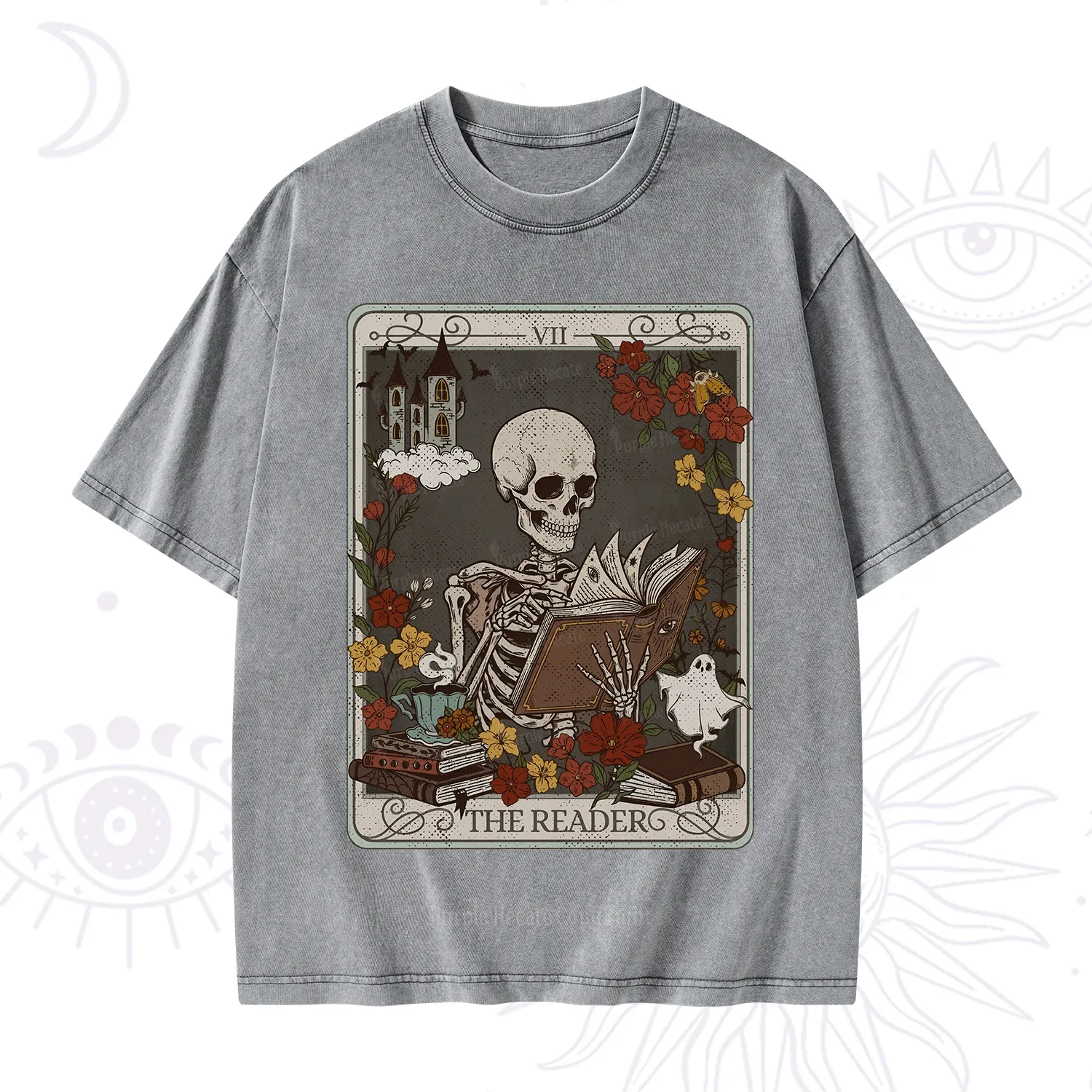 Purplehecate The Reader Tarot Card Washed T-Shirt