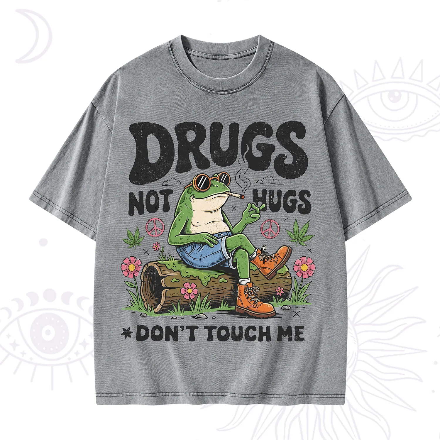 Purplehecate Drugs Not Hugs Washed T-Shirt