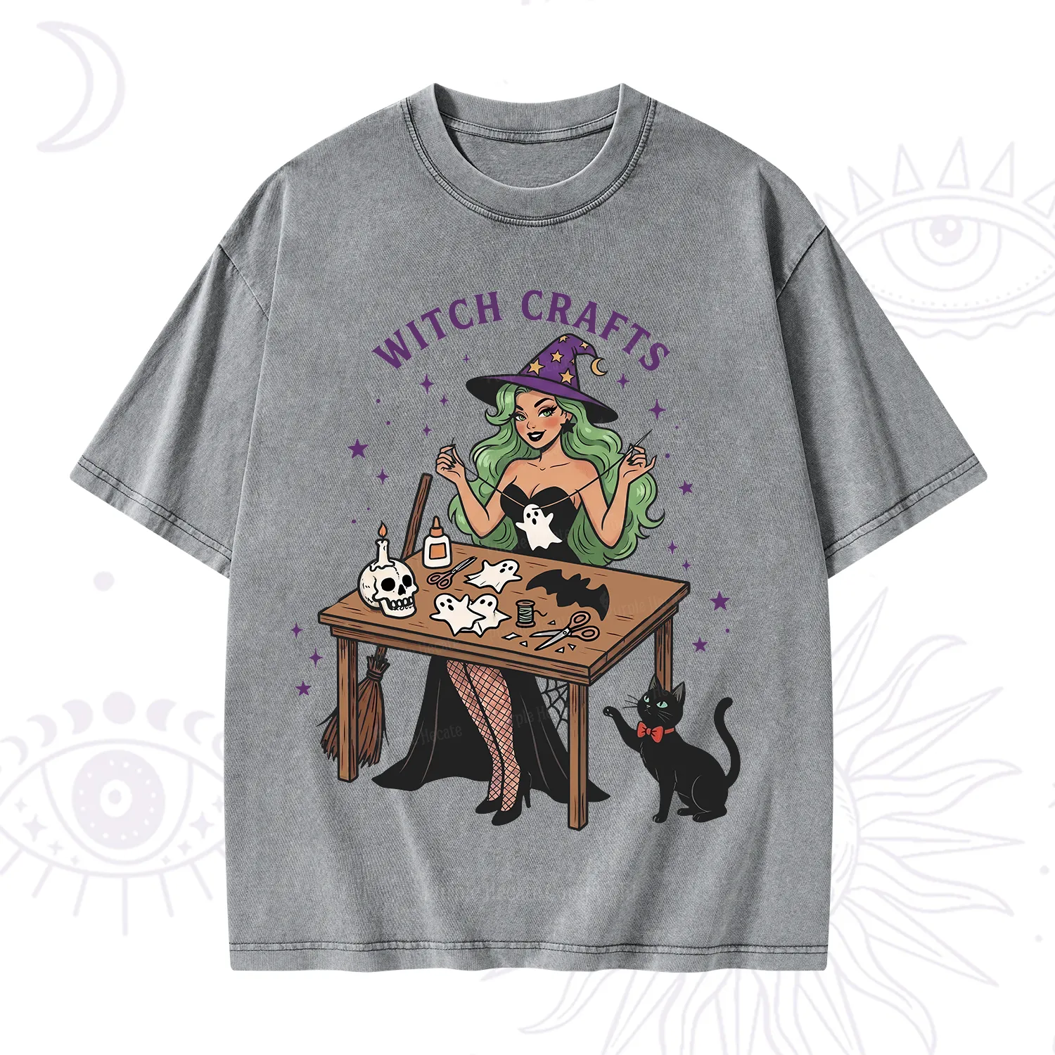 Purplehecate Quirky Witch Crafts Washed T-Shirt