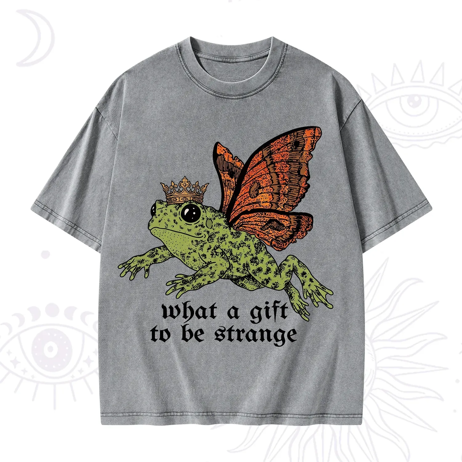 Purplehecate What a Gift to Be Strange Frog Washed T-Shirt