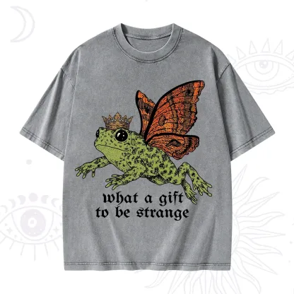 Purplehecate What a Gift to Be Strange Frog Washed T-Shirt