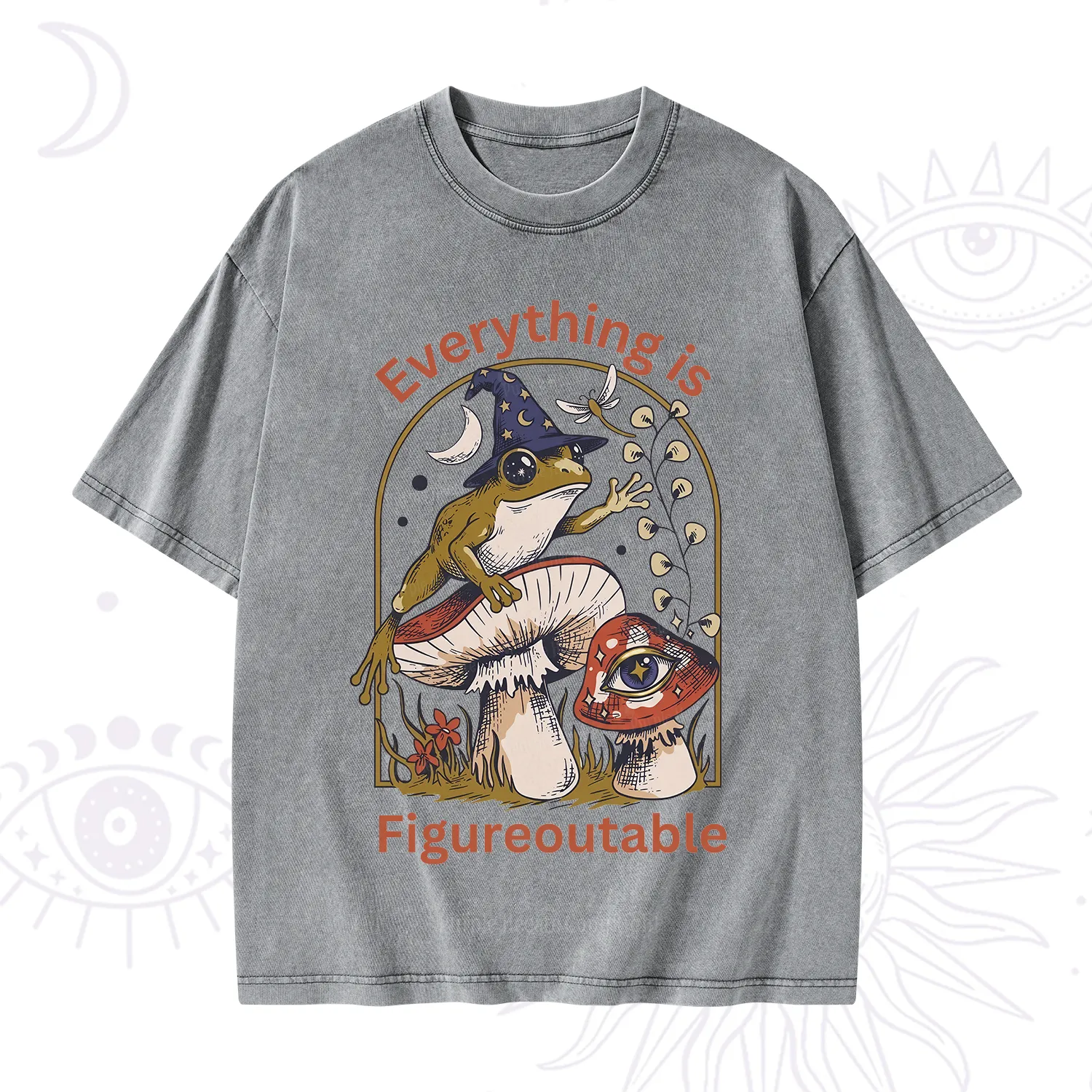 Purplehecate Everything Is Figureoutable Frog Washed T-Shirt