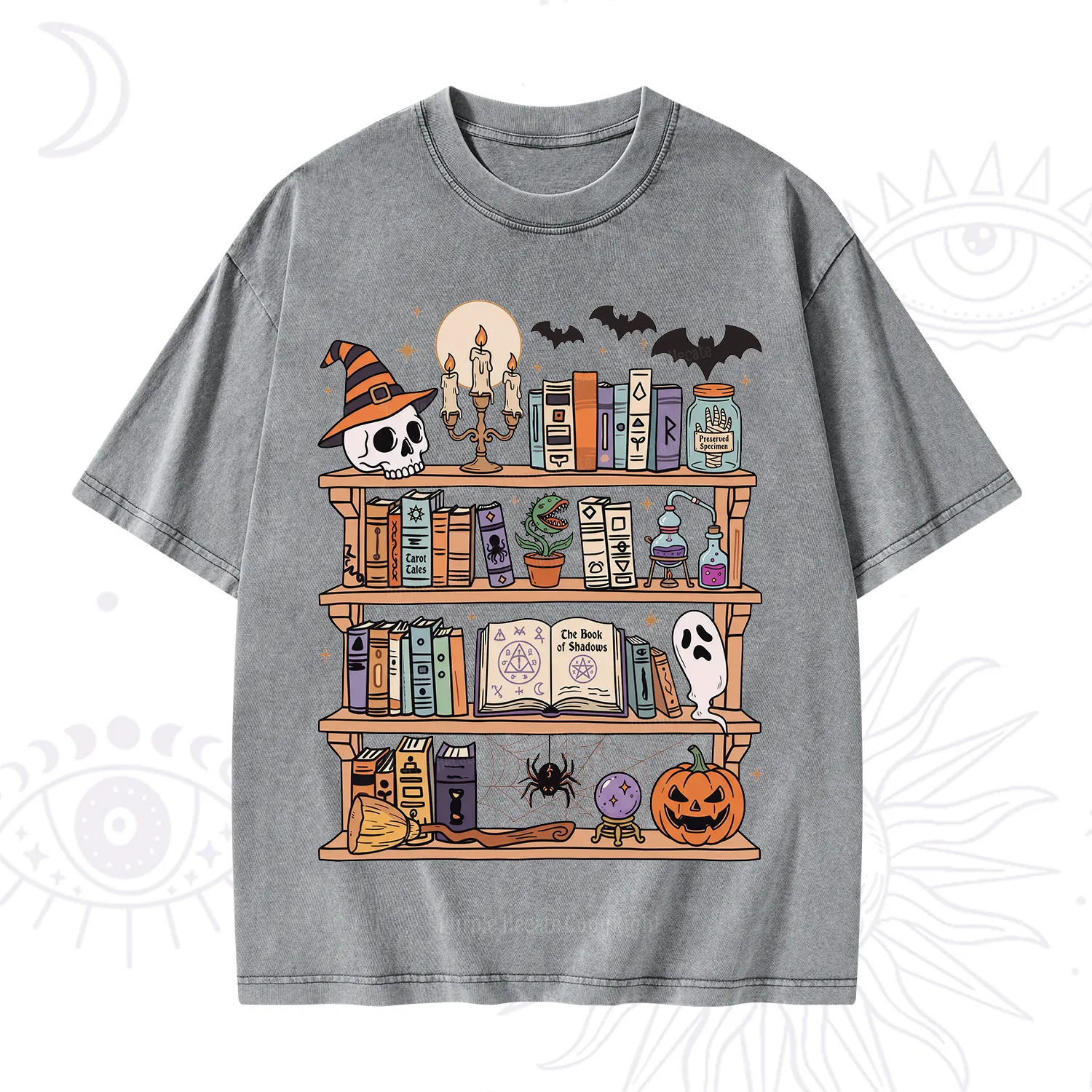 Purplehecate Halloween Library Washed T-Shirt