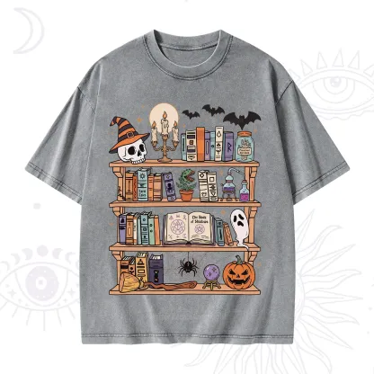 Purplehecate Halloween Library Washed T-Shirt